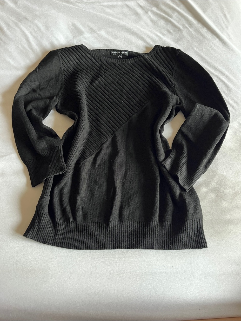 Cable & Gauge Black Knit Sweater Medium 58% Cotton 42% Acrylic